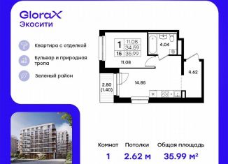 Продаю 1-ком. квартиру, 36 м2, Казань