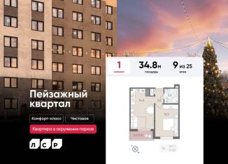 Продам 1-комнатную квартиру, 34.8 м2, Санкт-Петербург, метро Академическая, Муринская дорога