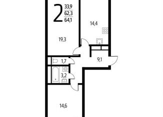 Продаю двухкомнатную квартиру, 64.1 м2, Москва, СНТ Родник, 203