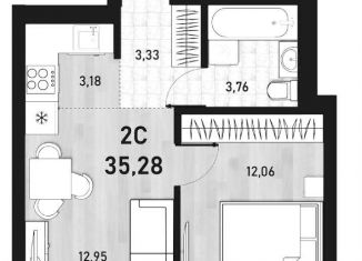 2-ком. квартира на продажу, 35.3 м2, Новосибирск, Ленинский район, Пермская улица, 12к2