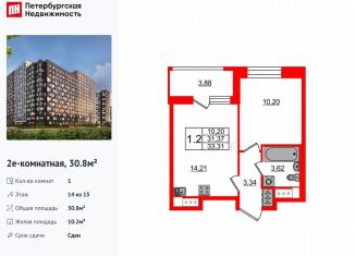 1-ком. квартира на продажу, 30.8 м2, Санкт-Петербург, муниципальный округ Невский, Дальневосточный проспект, 23