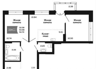 Продам трехкомнатную квартиру, 54.6 м2, Новосибирск, метро Студенческая, улица Титова, 48