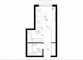 Продаю квартиру студию, 24 м2, Москва, ВАО, жилой комплекс 2-й Иртышский, 1.3