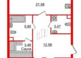 Продажа 2-комнатной квартиры, 76.3 м2, Санкт-Петербург, проспект Авиаконструкторов, 54, муниципальный округ Юнтолово