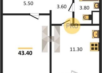 Продажа 1-ком. квартиры, 43.4 м2, Воронеж, Левобережный район