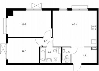 Продам 2-комнатную квартиру, 61.1 м2, Москва, Южнопортовый район, жилой комплекс Первый Дубровский, 1.4