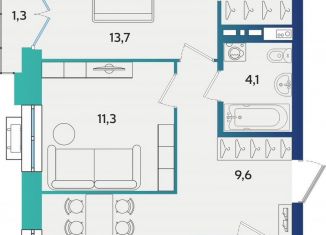 2-комнатная квартира на продажу, 58.3 м2, Татарстан