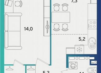 Продаю двухкомнатную квартиру, 39.3 м2, Татарстан