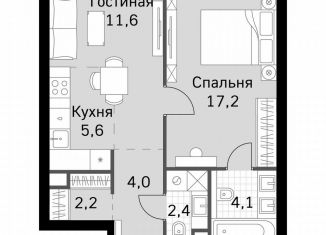 Продается однокомнатная квартира, 47.1 м2, Москва, метро Беговая