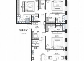 Продается 3-комнатная квартира, 180.8 м2, Москва