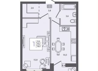 Продам 1-комнатную квартиру, 38 м2, посёлок Пригородный, Охотская улица, 11