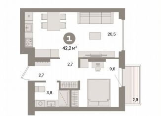 Продается однокомнатная квартира, 42.2 м2, Екатеринбург, метро Уральская, улица Пехотинцев, 2Г