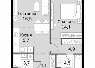 1-ком. квартира на продажу, 53.5 м2, Москва, метро Беговая