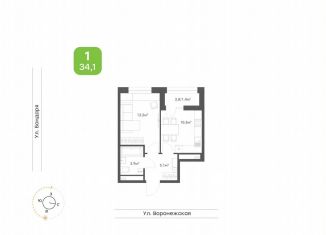 Продается однокомнатная квартира, 34.1 м2, Хабаровск