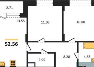 Продам 2-ком. квартиру, 52.6 м2, Воронеж, Левобережный район