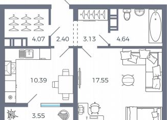 Продажа 1-комнатной квартиры, 45.7 м2, село Николаевка