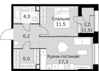 Однокомнатная квартира на продажу, 45.9 м2, Москва, СЗАО, Строительный проезд, 9с9