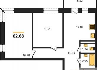 Двухкомнатная квартира на продажу, 62.7 м2, Воронеж, Левобережный район