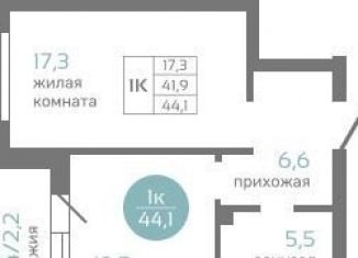 Продаю однокомнатную квартиру, 44.1 м2, Красноярск, Советский район