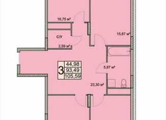 Продам трехкомнатную квартиру, 105.6 м2, Ярославская область, Чернопрудная улица, 2