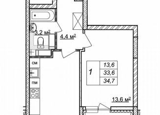 Продаю 1-ком. квартиру, 34.7 м2, Нижний Новгород, ЖК Новая Кузнечиха, жилой комплекс Новая Кузнечиха, 13