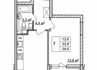 Однокомнатная квартира на продажу, 34.9 м2, Нижний Новгород, ЖК Новая Кузнечиха, жилой комплекс Новая Кузнечиха, 13
