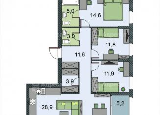 Продам трехкомнатную квартиру, 93.3 м2, Волгоград, Центральный район, Селенгинская улица, 7