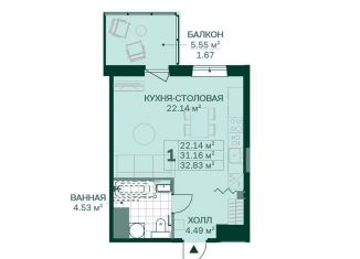 Квартира на продажу студия, 32.8 м2, Санкт-Петербург, Магнитогорская улица, 5к3, ЖК Магнифика