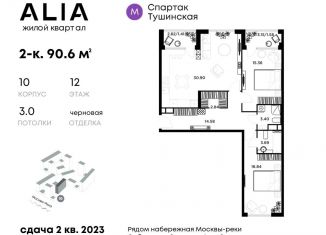 Двухкомнатная квартира на продажу, 90.6 м2, Москва, жилой комплекс Алиа, к9, ЖК Алиа