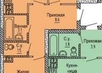 2-комнатная квартира на продажу, 59.4 м2, Новосибирск, улица Бородина, 56