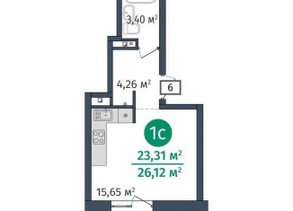 Продажа квартиры студии, 23 м2, Тюмень, ЖК ДОК