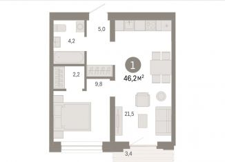 Продаю 1-ком. квартиру, 46.2 м2, Тюмень, ЖК Речной Порт, Профсоюзная улица, 6к1
