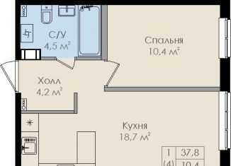 Продаю однокомнатную квартиру, 37.8 м2, Великий Новгород, улица Вересова, 7, ЖК Барселона