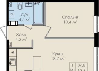 Продам однокомнатную квартиру, 37.8 м2, Великий Новгород, Колмовская набережная, 91, ЖК Барселона