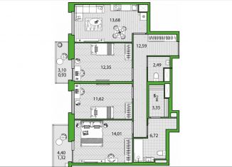 Продажа трехкомнатной квартиры, 79.1 м2, Санкт-Петербург, ЖК Френдс