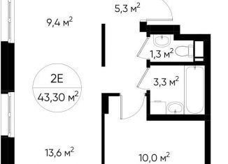 Продается двухкомнатная квартира, 43.3 м2, Люберцы, жилой комплекс Люберцы 2020, к65, ЖК Люберцы 2020