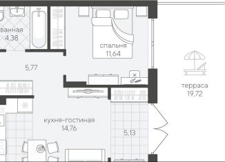 Продаю однокомнатную квартиру, 41.7 м2, Тюмень, ЖК Скандиа Квартал у Озера, Стройотрядовская улица, 10