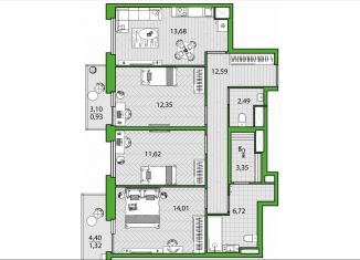 Продажа 3-ком. квартиры, 79.1 м2, Санкт-Петербург, метро Проспект Просвещения