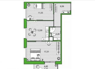 Продажа 2-комнатной квартиры, 52.3 м2, Санкт-Петербург, муниципальный округ Коломяги