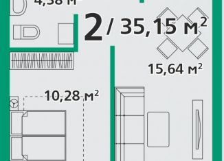 Продажа 2-ком. квартиры, 35.2 м2, посёлок городского типа Берёзовка