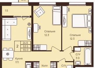 Продам двухкомнатную квартиру, 55 м2, деревня Новое Девяткино, ЖК Девяткино