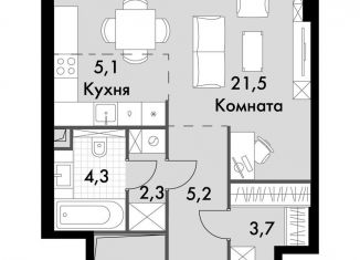 1-ком. квартира на продажу, 42.1 м2, Москва, ЖК Сидней Сити, жилой комплекс Сидней Сити, к5/1