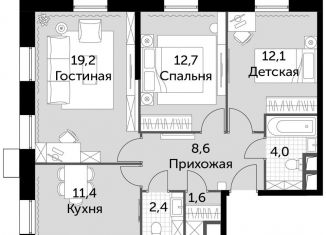 3-комнатная квартира на продажу, 72 м2, Москва, ЖК Движение Тушино, жилой комплекс Движение Тушино, к1-2