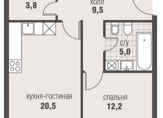 Продаю двухкомнатную квартиру, 51 м2, деревня Румянцево, Киевское шоссе, 22-й километр, 6Вк3