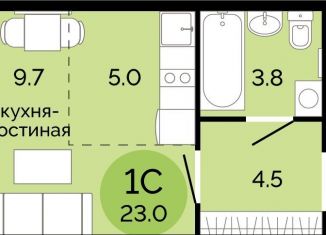 Продается квартира студия, 23 м2, Пермь, Свердловский район, улица Яблочкова, 5к5