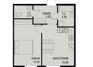 Продам 1-комнатную квартиру, 44.5 м2, Санкт-Петербург