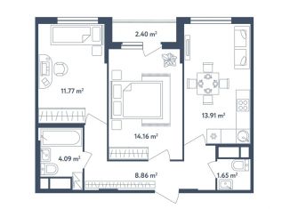 Продаю трехкомнатную квартиру, 55.6 м2, поселок Мещерино