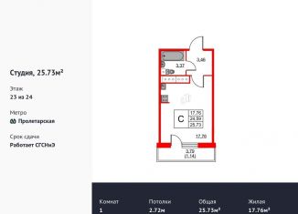 Продам квартиру студию, 25.7 м2, Санкт-Петербург, ЖК Аквилон Скай, Русановская улица, 20к1