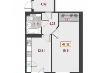 Продажа 1-комнатной квартиры, 47.5 м2, Кудрово, Европейский проспект, 18к1, ЖК Европейский
