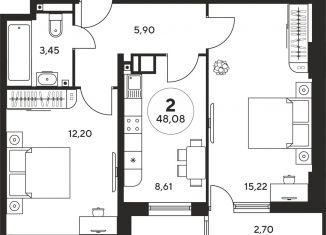 Двухкомнатная квартира на продажу, 48 м2, Ростов-на-Дону, ЖК Гринсайд
